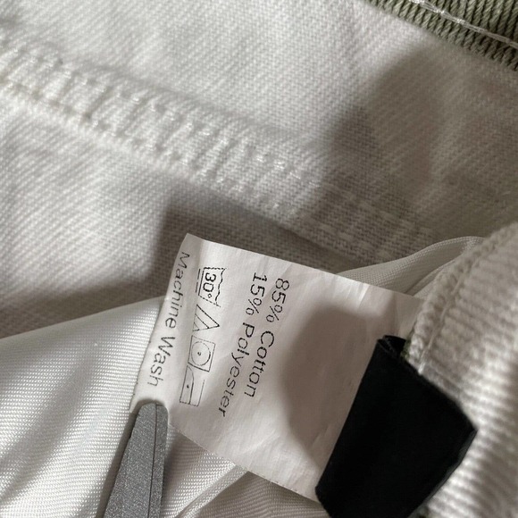 Shein Jeans High Waisted Zebra Striped Off White Green Straight Leg Denim XS NEW - Picture 9 of 14